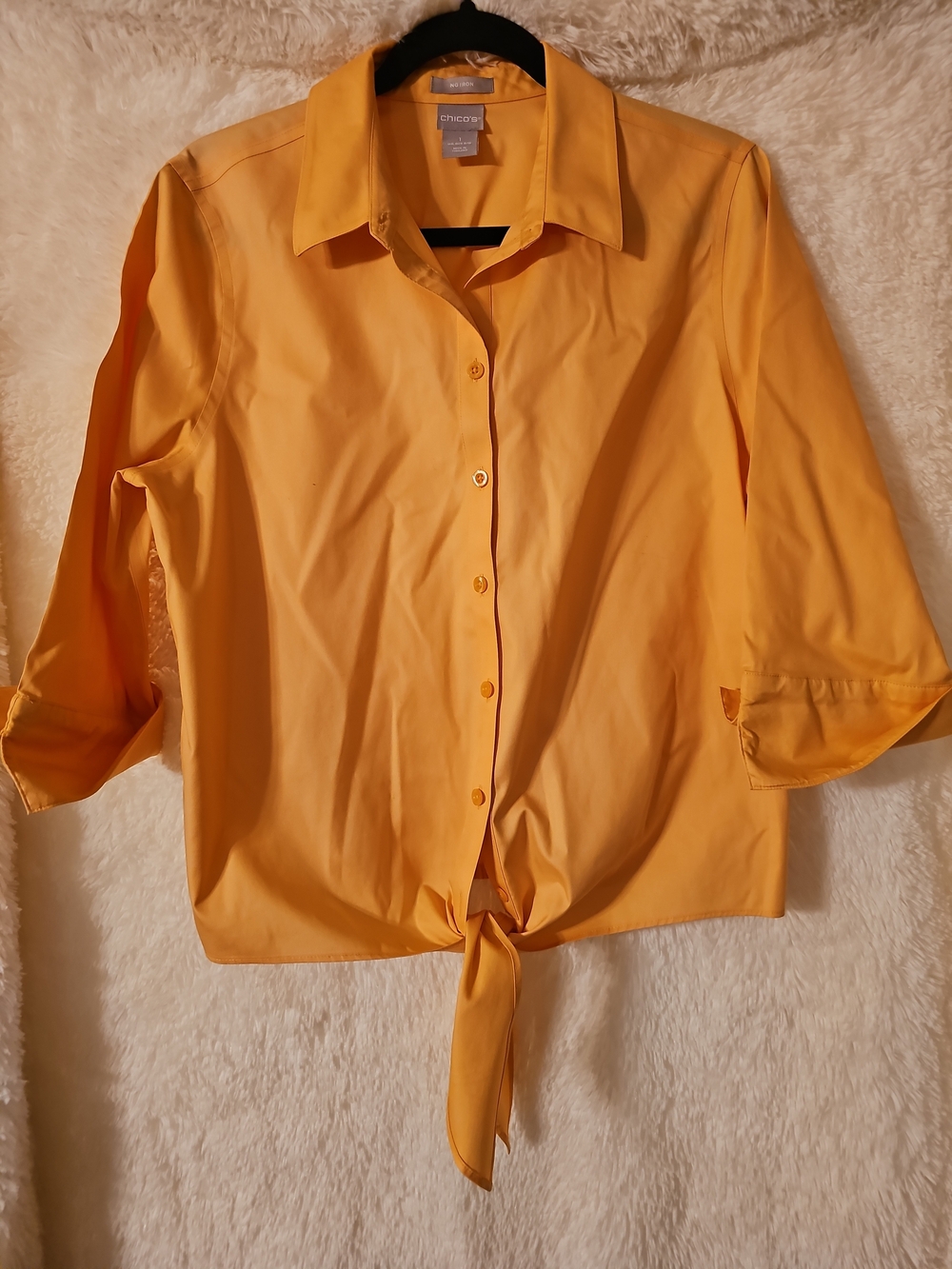Chico's Cantaloupe Orange Tie-Front Button-Up Shirt